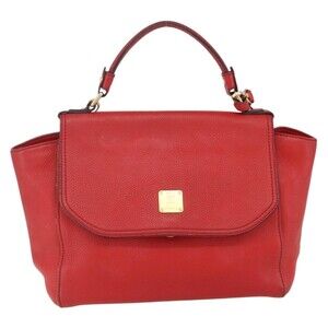 MCM Leather Handbag Red